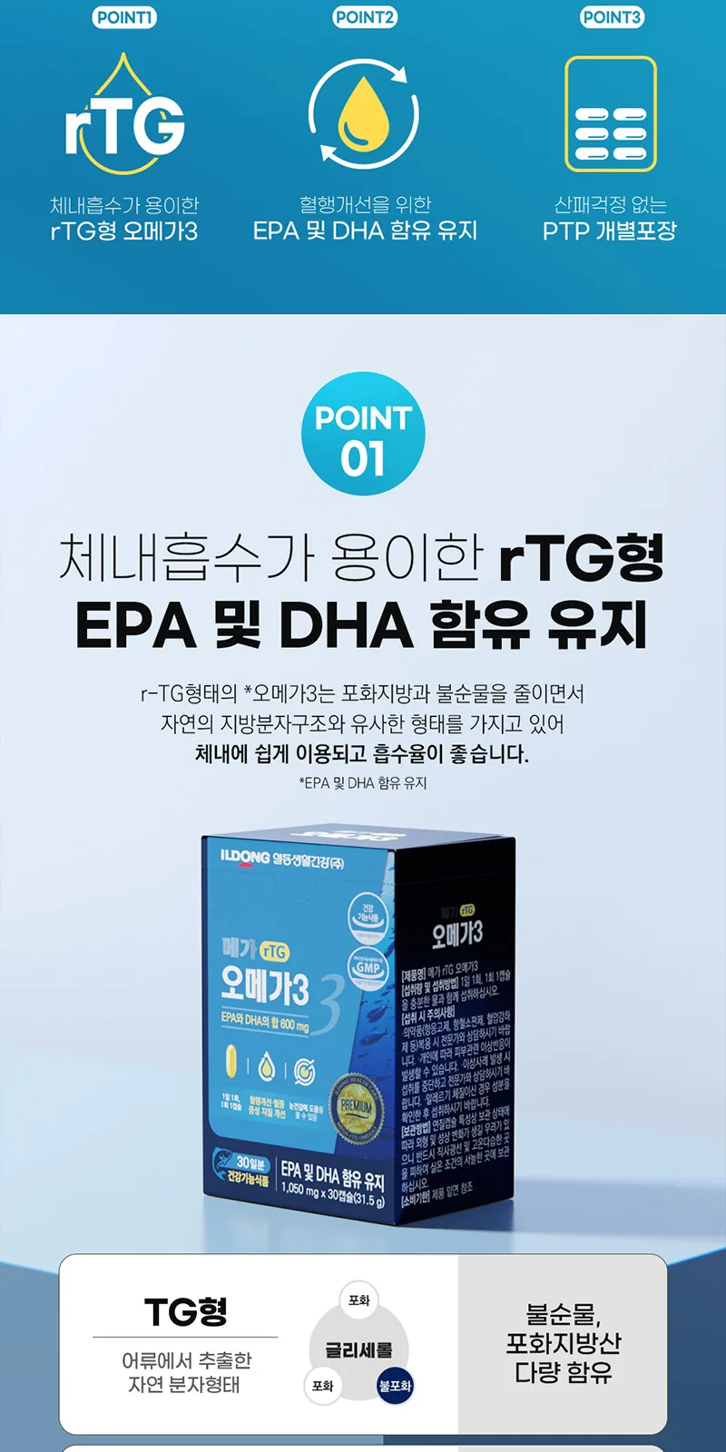 일동 메가 rTG오메가3 30일분 1050mg 건강기능식품 상세 설명