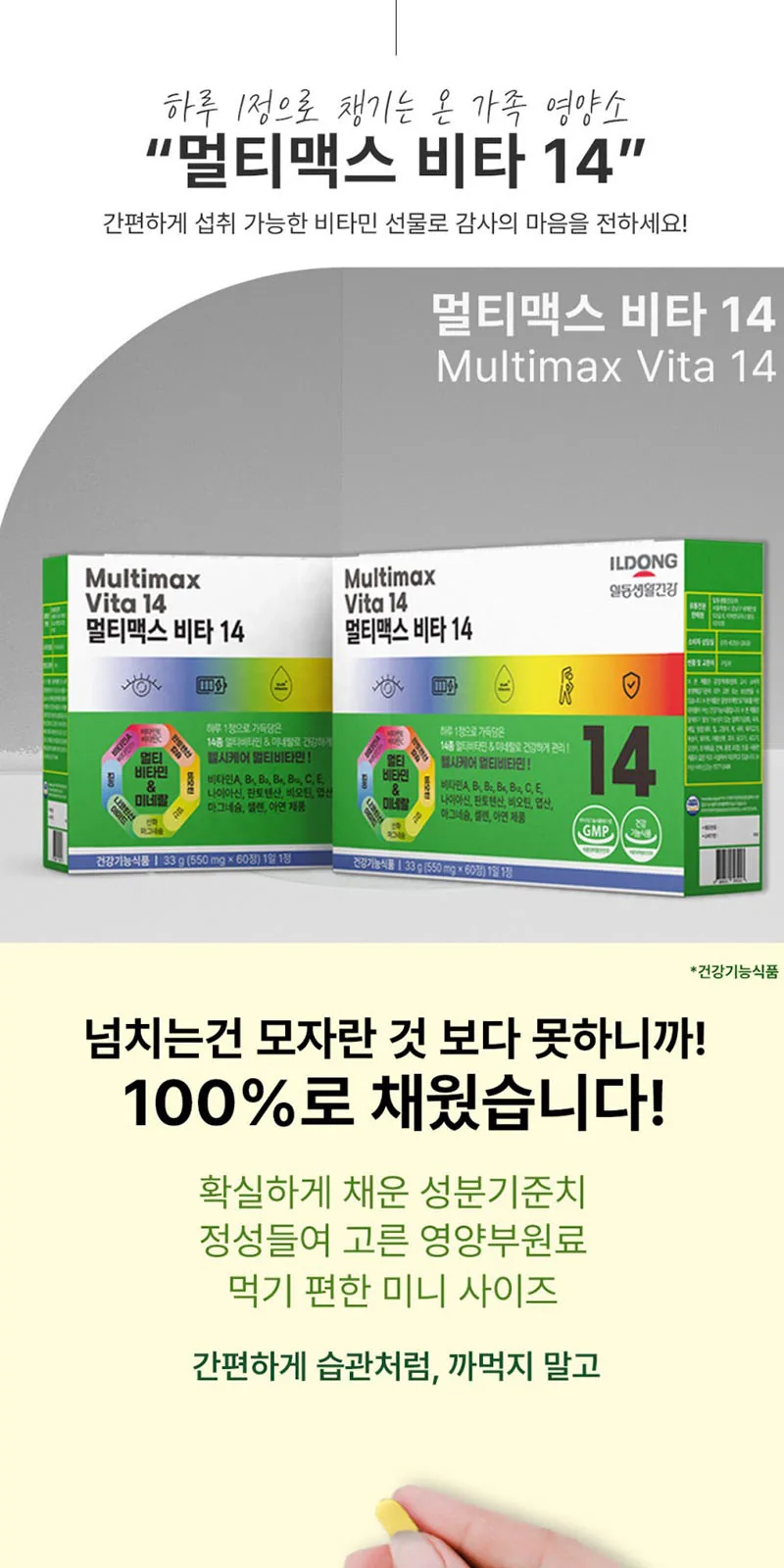 일동생활건강 멀티맥스비타14 종합비타민 1박스60정 상세 설명